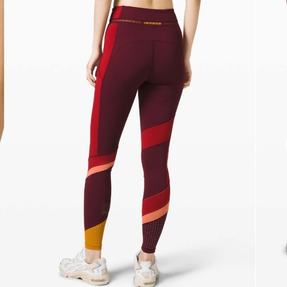 RARE Lululemon X Roksanda Break New Ground Tight 28". Burgundy, Red, Yellow. 4